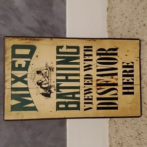 Stars & Stripes American Furnishing Co. Mixed Bathing Rustic Wood Hanging Sign